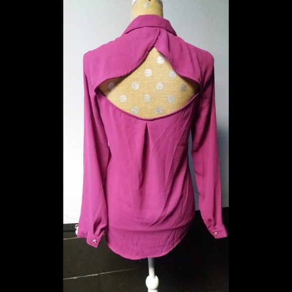 NWT HAVE Magenta Open Back Blouse - Picture 3 of 7